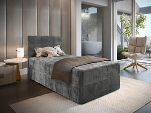 Pat boxspring tapițat GLORIEN VELVET 90x200 cm gri Saltea: Saltea cu arcuri Bonell