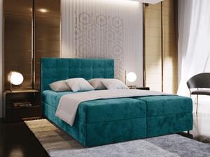 Pat boxspring tapițat GLORIEN VELVET 140x200 cm turcoaz Saltea: Saltea cu arcuri Bonell