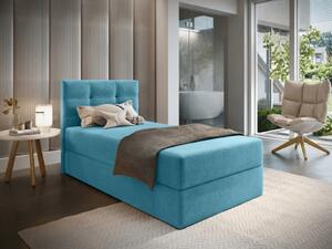 Pat tapițat boxspring GLORIEN VELVET 90x200 cm albastru Saltele: Saltea cu arcuri Bonell