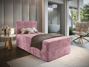 Pat tapițat boxspring GLORIEN VELVET 90x200 cm roz Saltea: Saltea cu arcuri Bonell