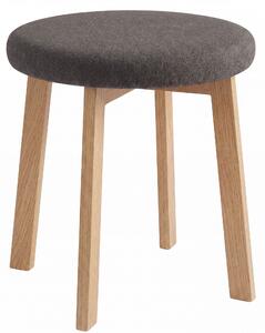 MAZZONI EXPORT Taburet rotund ZOI Bej Taupe (Storm 26) / cadru din stejar