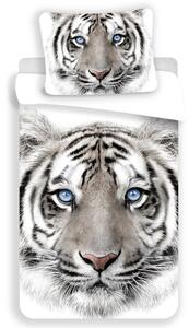 Lenjerie de pat Tigru alb - Albă / gri | 140 x 200 cm / 70 x 90 cm