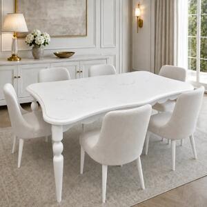 Masă dining Verona din MDF, alb, 160 × 90 × 76 cm, 6 persoane