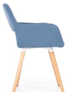 Scaun tapitat cu stofa si picioare din lemn, Kai-283 Albastru / Natural, l56xA56xH80 cm