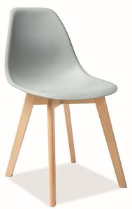 Scaun din plastic, cu picioare din lemn, Moris Gri Deschis / Fag, l47xA54xH84 cm