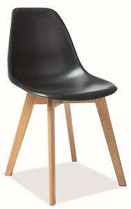 Scaun din plastic, cu picioare din lemn, Morrice Negru / Fag, l47xA54xH84 cm