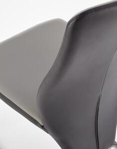 Scaun tapitat cu piele ecologica si picioare metalice Kai-300 Negru / Gri / Grafit, l46xA59xH96 cm