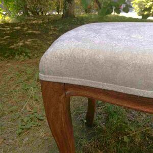 Taburet Madela din lemn maro si tapiterie crem 47x40x45 cm