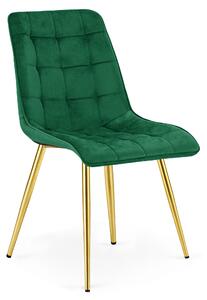 Scaun de masa SPLIT VELVET cu picioare aurii, verde