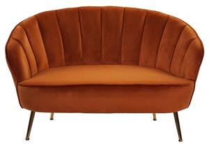 Canapea Amber cu picioare aurii si tapiterie catifelata 120x84 cm