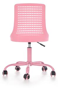 Scaun de birou pentru copii, din plastic tapitat cu piele ecologica Placido Roz, l43xA42xH78-89 cm