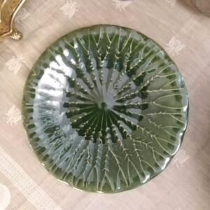Farfurie desert Leaf din ceramica verde 22.5 cm