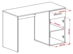 Masa de birou din pal, cu 1 sertar si 1 usa Liamis B-1 Alb / Stejar Sonoma, L120xl55xH75 cm