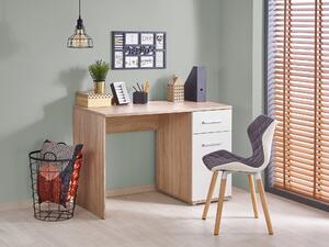 Masa de birou din pal, cu 1 sertar si 1 usa Liamis B-1 Alb / Stejar Sonoma, L120xl55xH75 cm