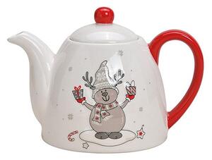 Ceainic Reindeer din ceramica alba 14 cm