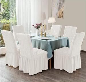 Set 6 huse de scaun, cu volane, Alb