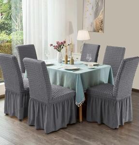 Set 6 huse de scaun, cu volane, Gri deschis