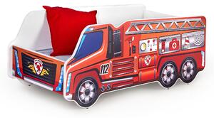 Pat pentru copii Fire Truck Red, 140 x 70 cm