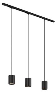 Sistem de iluminat cu șină modern cu 3 lumini suspendate negre monofazate - Iconic Holt