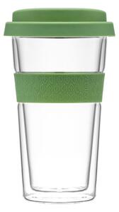 Sticla termica 400ml cu banda silicon verde Bizet
