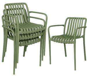 Outsunny Set 4 Scaune de Grădină Stivuibile din Plastic Anti-UV, Scaune pentru Prânz în Exterior cu Spătar Ergonomic cu Lamele și Mânere, pentru Terasă Balcon Grădină Exterior Interior, 55x58,5x81,5 cm, Verde | Aosom Romania