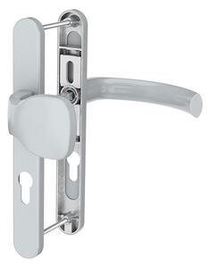 Maner usa exterior, Jowisz, cu sild si buton exterior fix, cu arc, material aluminiu, culoare argintiu, 85 x 32 mm