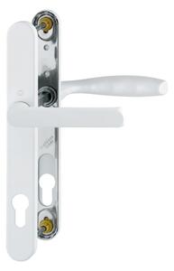 Maner pentru usa de exterior asimetric, Hoppe New York, din aluminiu, latime 30 mm, interax 92 mm, culoare alb RAL 9016