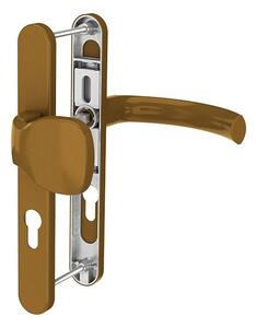 Maner usa exterior, Jowisz, cu sild si buton exterior fix, cu arc, material aluminiu, culoare bronz, 85 x 32 mm
