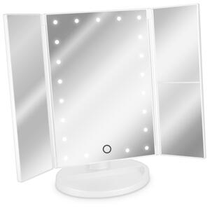 Oglinda Cosmetica cu 3 fete, Iluminare LED, marire 3x, pliabila, 43457.48