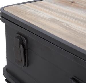 Consola din lemn de brad si metal, cu spatiu de depozitare Industry Natural / Grafit, l80xA35xH67,5 cm