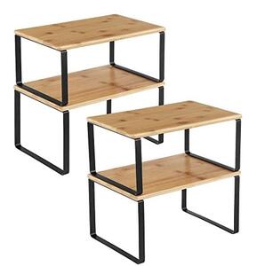 Set 4 Rafturi organizatoare pentru Bucatarie Model Tristen, Natural/Negru, 30x20x15 cm