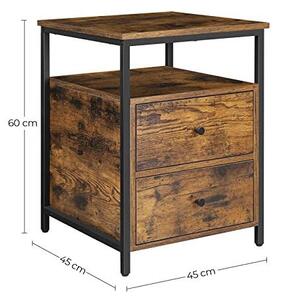 Noptiera, Vasagle, 2 sertare, Maro Rustic, LET067B01, 45 x 45 x 60 cm