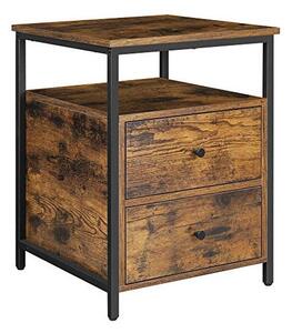 Noptiera, Vasagle, 2 sertare, Maro Rustic, LET067B01, 45 x 45 x 60 cm