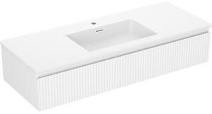 Mexen Rivel, mobilier de baie 120 cm cu lavoar Otis, 1 sertar, canelat, alb mat, 91A20-12023-1-BF01-W18M01