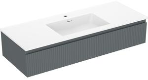 Mexen Rivel, mobilier de baie 120 cm cu lavoar Otis, 1 sertar, canelat, grafit mat/alb mat, 91A20-12023-1-BF66-W18M0