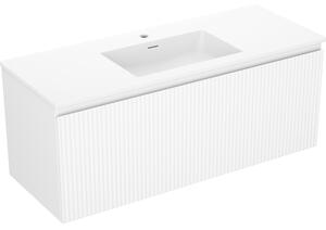 Mexen Rivel, mobilier de baie 120 cm cu lavoar Otis, 1 sertar, canelat, alb mat, 91A20-12047-1-BF01-W18M01