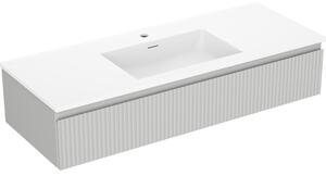 Mexen Rivel, mobilier baie 120 cm cu lavoar Otis, 1 sertar, canelat, gri mat/alb, 91A20-12023-1-BF62-W18M01