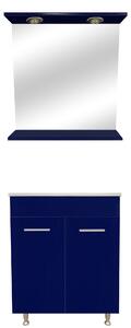 Set mobilier baie Florenta Sanitop, baza/lavoar/oglinda, albastru, 600 x 435 x 810 mm