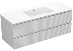 Mexen Rivel, mobilier de baie 120 cm cu lavoar Otis, 2 sertare, canelat, gri mat/alb, 91A20-12047-2-BFF62-W18M0