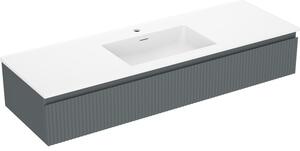 Mexen Rivel, mobilier de baie 140 cm cu lavoar Otis, 1 sertar, canelat, grafit mat/alb mat, 91A20-14023-1-BF66-W18M0