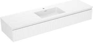 Mexen Rivel, mobilier de baie 160 cm cu lavoar Otis, 1 sertar, canelat, alb mat, 91A20-16023-1-BF01-W18M01