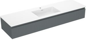 Mexen Rivel, mobilier de baie 160 cm cu lavoar Otis, 1 sertar, canelat, grafit mat/alb mat, 91A20-16023-1-BF66-W18M0