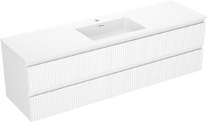 Mexen Rivel, mobilier de baie 160 cm cu lavoar Otis, 2 sertare, canelat, alb mat, 91A20-16047-2-BFF01-W18M01