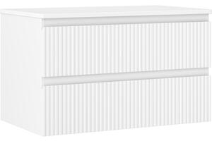 Mexen Rivel, mobilier de baie 80 cm cu blat, 2 sertare, canelat, alb mat, 91A20-08047-2-BFFC01