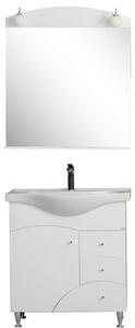 Set mobilier baie Emma cu baza, oglinda si lavoar (lungime 74.5cm), alb