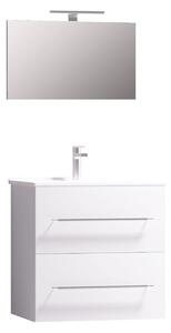 Set mobilier suspendat baie Badenmob Seria 054, baza + lavoar + oglinda, alb