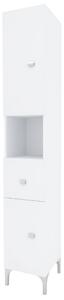 Dulap baie Savini Due, 2 usi + 1 sertar, PAL/MDF infoliat, alb, 184 x 31,6 x 33,5 cm