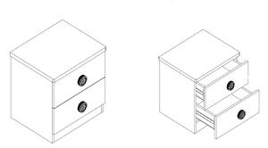 Noptiera din MDF cu 2 sertare, pentru copii Le Mans Rosu, l47xA47xH39,4 cm