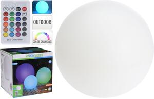 Lampa LED sfera alba, de gradina, 6 x LED, 25 cm + telecomanda