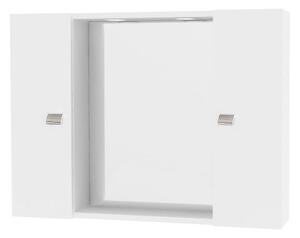 Oglinda cu dulapuri pentru baie Savini Due, PAL, alb, 76,8 x 15,1 x 57 cm